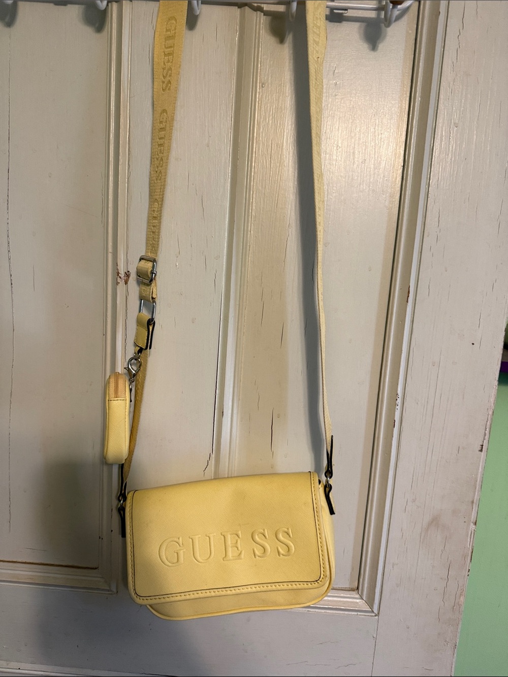 Guess Yellow Embossed Logo Crossbody Bag